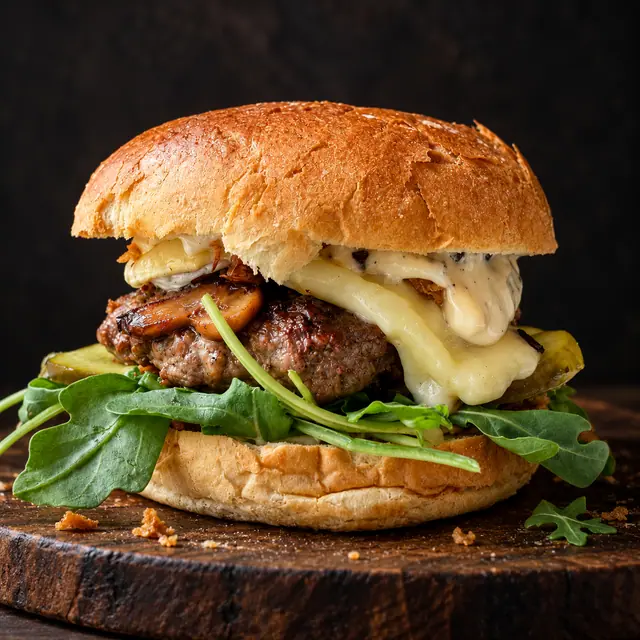 Klasyczny burger z wołowiną, serem i warzywami