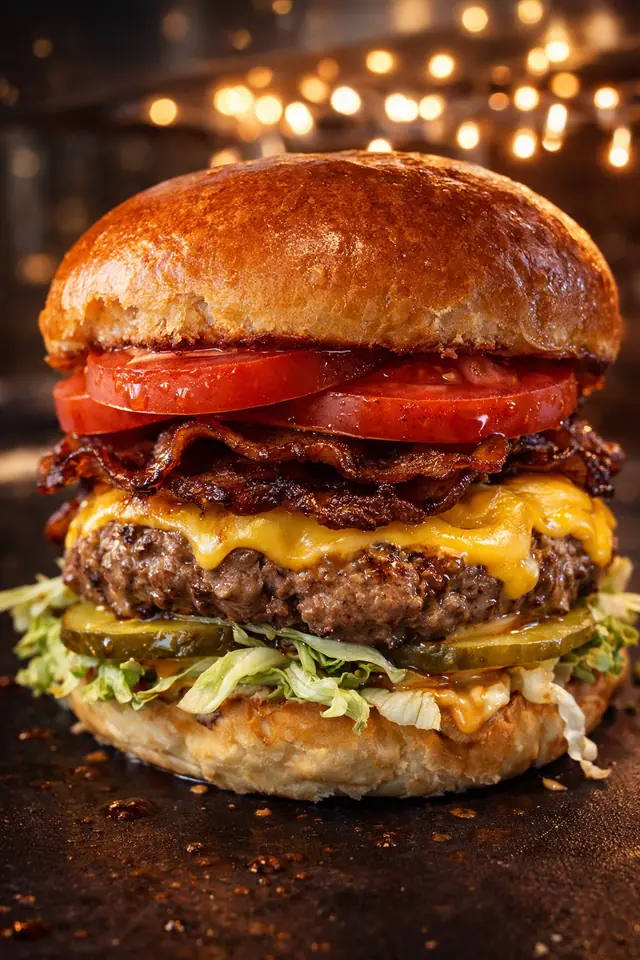 Burger Texas z sosem barbecue i prażoną cebulką